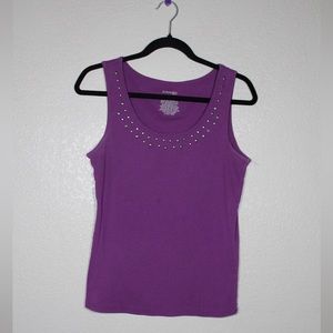 Studded Neckline Purple Top